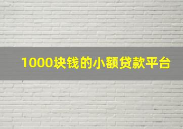 1000块钱的小额贷款平台