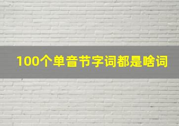 100个单音节字词都是啥词