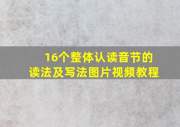 16个整体认读音节的读法及写法图片视频教程