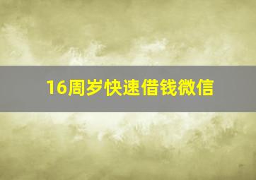 16周岁快速借钱微信