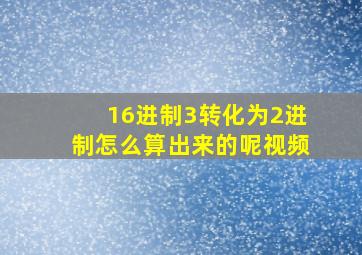 16进制3转化为2进制怎么算出来的呢视频