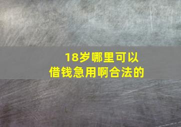 18岁哪里可以借钱急用啊合法的