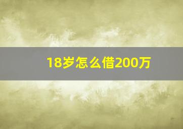 18岁怎么借200万