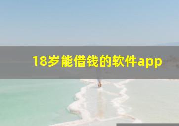 18岁能借钱的软件app