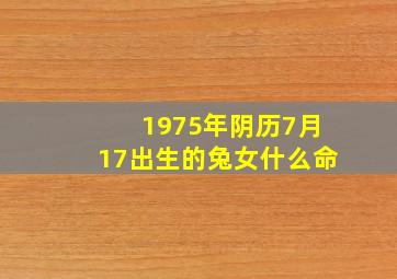 1975年阴历7月17出生的兔女什么命