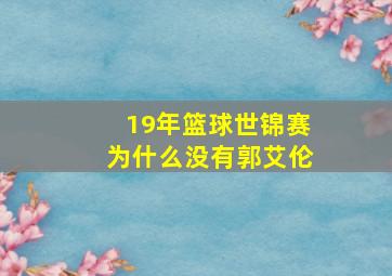 19年篮球世锦赛为什么没有郭艾伦