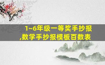 1~6年级一等奖手抄报,数学手抄报模板百数表