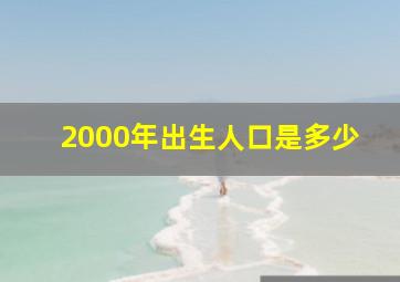 2000年出生人口是多少