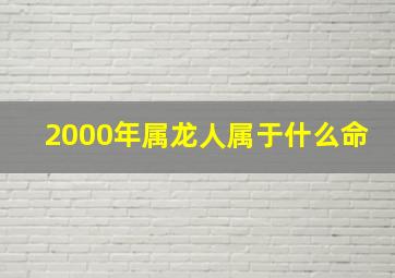 2000年属龙人属于什么命