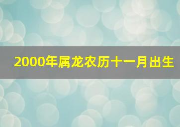 2000年属龙农历十一月出生