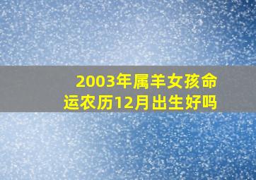 2003年属羊女孩命运农历12月出生好吗