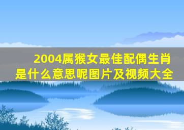 2004属猴女最佳配偶生肖是什么意思呢图片及视频大全