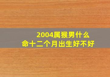 2004属猴男什么命十二个月出生好不好