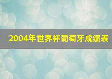 2004年世界杯葡萄牙成绩表