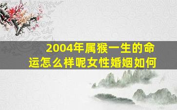 2004年属猴一生的命运怎么样呢女性婚姻如何