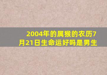 2004年的属猴的农历7月21日生命运好吗是男生