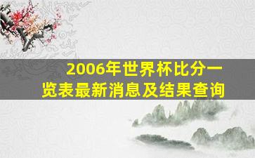 2006年世界杯比分一览表最新消息及结果查询