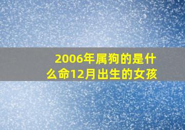 2006年属狗的是什么命12月出生的女孩