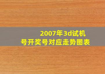 2007年3d试机号开奖号对应走势图表