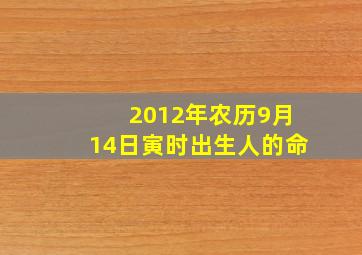 2012年农历9月14日寅时出生人的命