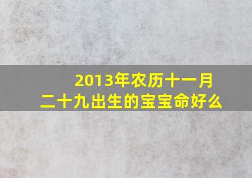 2013年农历十一月二十九出生的宝宝命好么