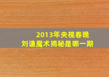 2013年央视春晚刘谦魔术揭秘是哪一期