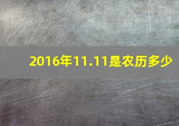 2016年11.11是农历多少