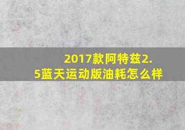 2017款阿特兹2.5蓝天运动版油耗怎么样