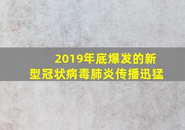 2019年底爆发的新型冠状病毒肺炎传播迅猛