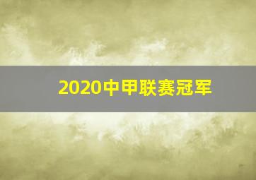 2020中甲联赛冠军