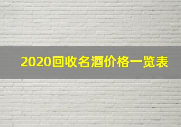 2020回收名酒价格一览表