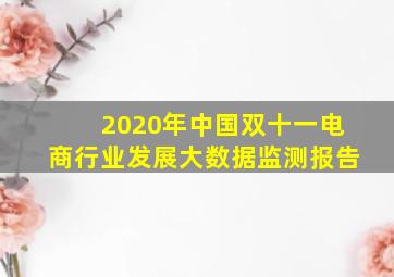 2020年中国双十一电商行业发展大数据监测报告