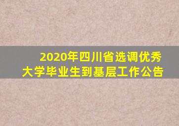 2020年四川省选调优秀大学毕业生到基层工作公告