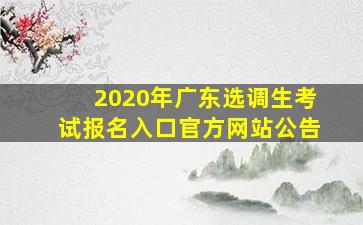 2020年广东选调生考试报名入口官方网站公告