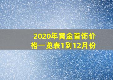 2020年黄金首饰价格一览表1到12月份