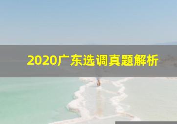 2020广东选调真题解析