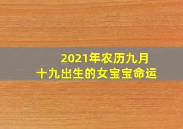 2021年农历九月十九出生的女宝宝命运