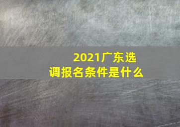 2021广东选调报名条件是什么