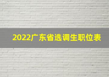 2022广东省选调生职位表