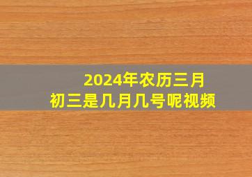 2024年农历三月初三是几月几号呢视频