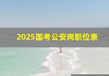 2025国考公安岗职位表