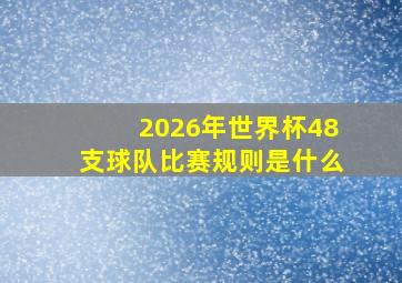 2026年世界杯48支球队比赛规则是什么