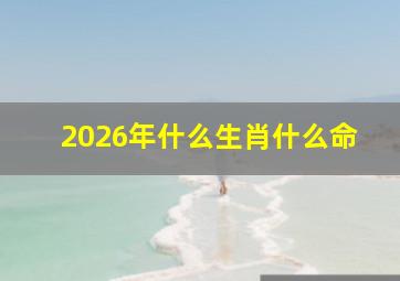 2026年什么生肖什么命