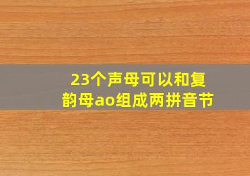 23个声母可以和复韵母ao组成两拼音节