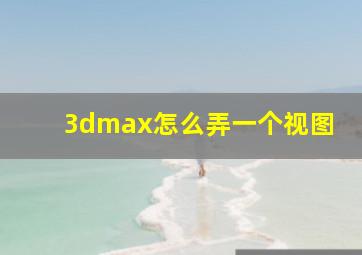 3dmax怎么弄一个视图