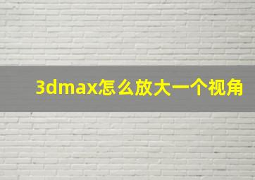 3dmax怎么放大一个视角