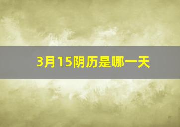 3月15阴历是哪一天