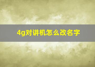 4g对讲机怎么改名字