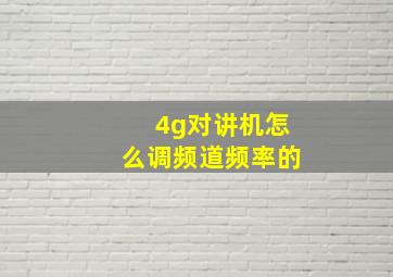 4g对讲机怎么调频道频率的