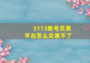 5173账号交易平台怎么交易不了